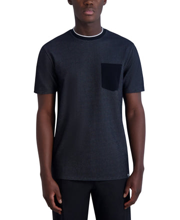 KARL LAGERFELD PARIS Mens Slim-Fit Textured Pocket T-Shirt Black Size L MSRP $59