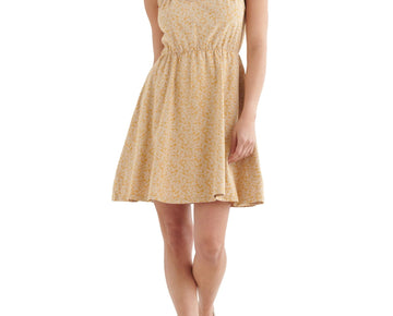 LUCKY BRAND Womens Yellow Pocketed Ruffled Floral Sleeveless Split Dress Size XS