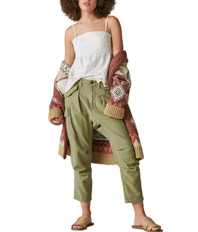 Lucky Brand Womens Cotton Pants Dropped-Crotch Olive Green Size 2 MSRP $129