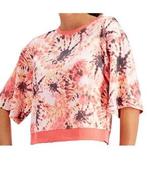 Ideology NWT Women's Printed Short Sleeves Pullover Top Shirt Pink Size L