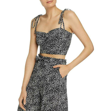 Aqua Womens Sleeveless Ruched Crop Top Black Size L MSRP $48