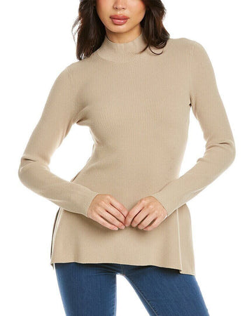 Theory Women's Side Drape Slim Sweater Beige Size S MSRP $295