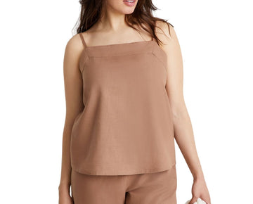 State Of Day 2-Pc. Sleeveless Pajama Set Linen Natural Umber Brown Size XL
