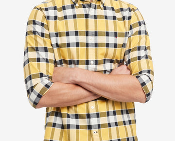 Tommy Hilfiger Men's Bold Check Button-Down Oxford Shirt Yellow Size S MSRP $100