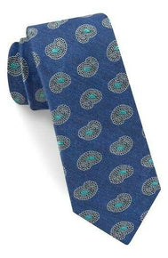 Men's Ted Baker London Paisley Silk & Linen Tie, Size Regular - Blue MSRP $95