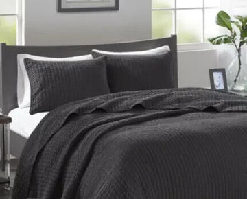 Madison Park Keaton Reversible Coverlet Set Dark Gray 3 PC