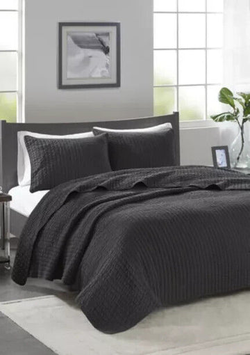 Madison Park Keaton Reversible Coverlet Set Dark Gray 3 PC