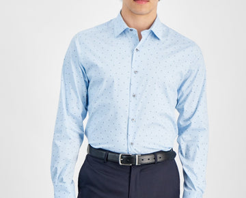 Alfani Mens Slim fit Dress Shirt XL Size 17-17.5 36-37 Blue MSRP $65