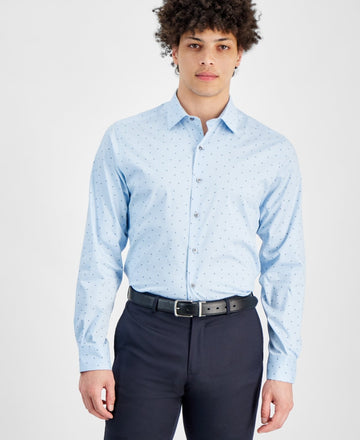 Alfani Mens Slim fit Dress Shirt XL Size 17-17.5 36-37 Blue MSRP $65