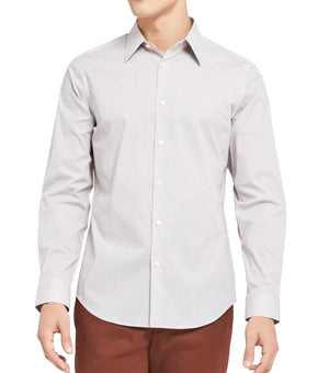 Theory Sylvain Micro Print Button Down Shirt Brown Size M MSRP $225