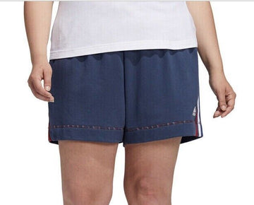 adidas womens Essentials Plus Badge of Sport Shorts Size 4X Blue MSRP $25