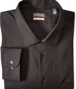 Van Heusen Mens Dress Shirt Regular Fit Stain Shield Stretch 16-16.5 Neck 34-35 Sleeve Black