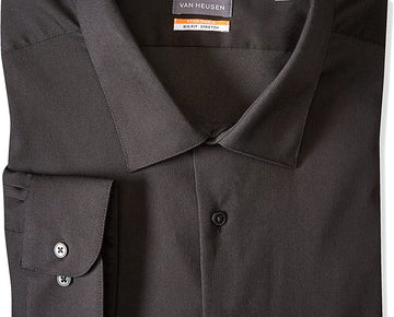 Van Heusen Mens Dress Shirt Regular Fit Stain Shield Stretch 16-16.5 Neck 34-35 Sleeve Black
