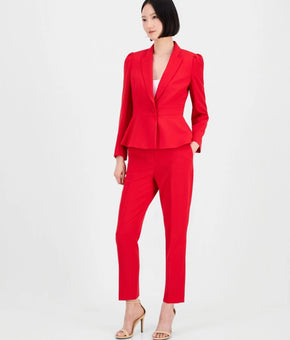 Tahari ASL Jacket Pant Suit Set Red Size 14 polyester elastane MSRP $239