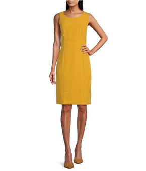 Kasper Stretch Stretch Crepe Crew Neckline Sleeveless Sheat Dress SZ 4P $89