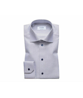 ETON Mens White Patterned Collared Dress Shirt 15 / 38