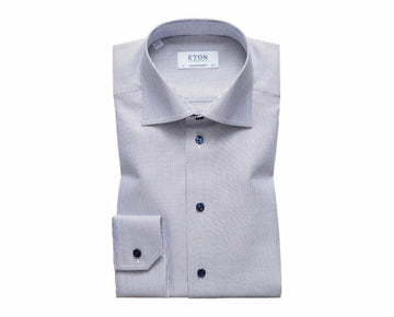 ETON Mens White Patterned Collared Dress Shirt 15 / 38