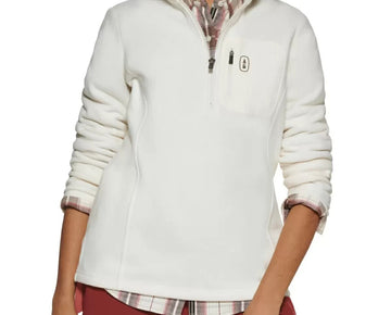BASS OUTDOOR Women's Highline Trail Half Zip Fleece Sweater Jacket White Size S