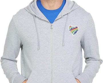 Michael Kors Full Zip Hoodie Heart Patch Heather Grey Size L