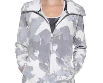 CALVIN KLEIN Mock-Neck Zippered Sweatshirt White Gray Size XL MSRP $70