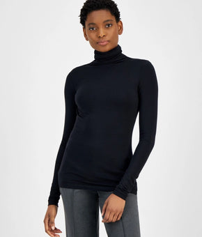 Anne Klein Womens Turtleneck Long-Sleeve Anne Black Size M MSRP $59