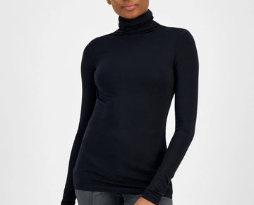 Anne Klein Womens Turtleneck Long-Sleeve Anne Black Size M MSRP $59