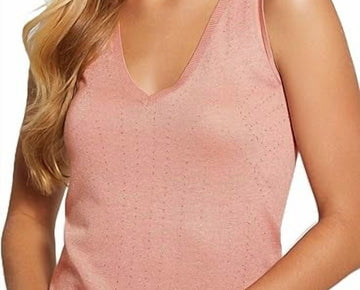 Guess SATIN ROSE Women's Janine Rhinestone Sleeveless Sweater, Size L MSRP $69