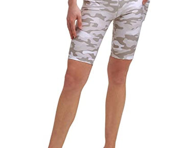 Calvin Klein Performance Women's Bike Shorts 9" High Waist, Brown Camo, Small
