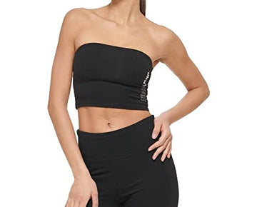 DKNY Women's Sport Sleeveless Tube Logo Top, BLK/WHT, Small