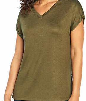 Orvis Ladies' V-Neck Tunic Knit Top, Olive Night, Size S Olive Green