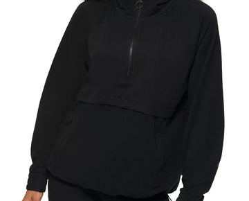Calvin Klein Performance Womens Garment-Dyed 1/2-Zip Hoodie Black Size S $80