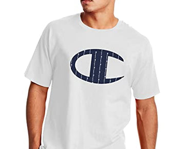 Champion Men's T-Shirt, White Crewneck Cotton Tee Mid-Weight T-Shirt Size S