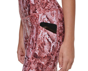 CALVIN KLEIN PERFORMANCE Printed High-Waist 7/8 Length Leggings Pink Size XL $60