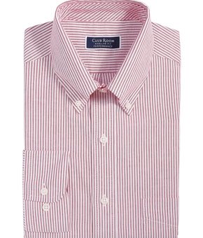 Club Room Men Regular fit Dress Shirt 17 17 in 34-35 Red Striped