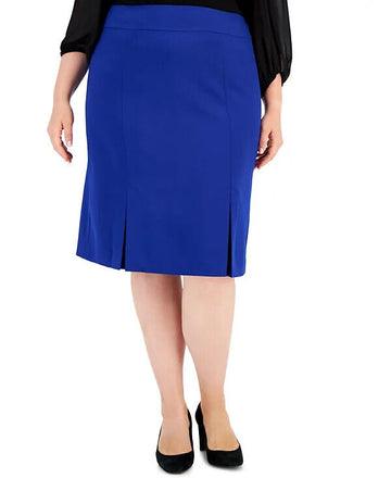 Kasper Plus Size Box-Pleat Zip-Back P Royal Size 24W MSRP $89 BLUE