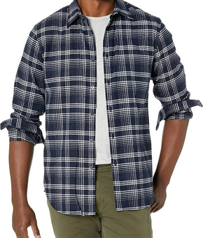 Theory Mens Noll Np.Twill Flannel Size M Baltic/White Button Down Shirts