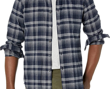 Theory Mens Noll Np.Twill Flannel Size M Baltic/White Button Down Shirts