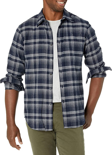 Theory Mens Noll Np.Twill Flannel Size M Baltic/White Button Down Shirts