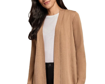 Jones New York Petite Collarless Open-Front Cardigan Size PXL Brown MSRP $90
