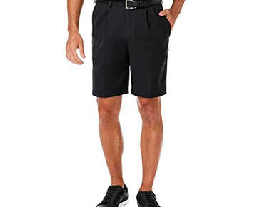 Haggar Men's Big & Tall Cool 18 Pro Pleat Front Short, Black, 46, Black, Size 46