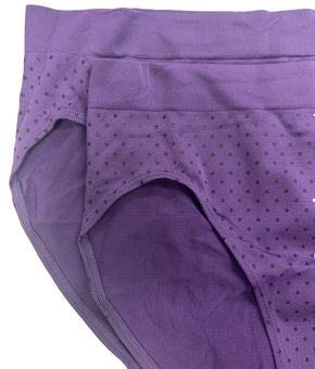 Bali Womens 2-Pack Smooth U Hi-Cut Brief Size XL/8 Black Dot Purple Super Soft