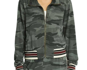 Splendid Womens Green Camo Full Zip Front Sweatshirt Jacket Size XS MSRP $158