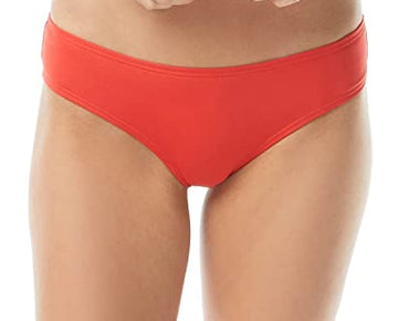 Vince Camuto Shirred Smooth FIT Cheeky Bikini Bottom, Poppy 670, Orange Size L