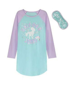 Max & Olivia Little Girls 2 Piece Sleep Dress, Blue Purple Size Size S 6X