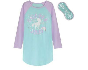 Max & Olivia Little Girls 2 Piece Sleep Dress, Blue Purple Size Size S 6X