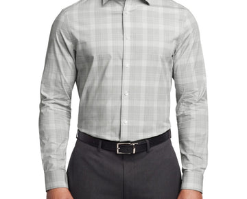 Calvin Klein Men's Steel Regular Fit Stretch Dress Shirt Gray Size 17x34/35 $85