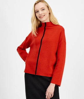 T Tahari Women's Funnel-Neck Sweater Red Size L MSRP $78