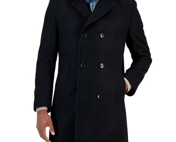Nautica Men's Black Wool Overcoat Size 40R