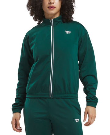 Reebok Women's Logo Tricot Long-Sleeve Track Jacket Green Size L MSRP $55
