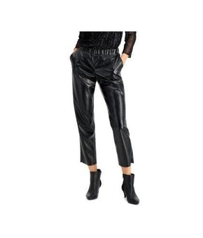 Alfani Pants Womens Size L Black Faux Leather High Waist Pull On Pockets $75